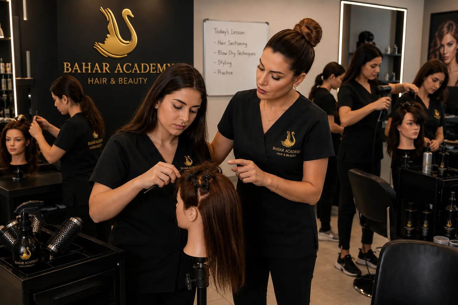 Bahar Academy'de bir kuaförlük dersi